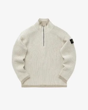 Vanisé Full Rib RWS Wool Half-Zip Sweater Natural