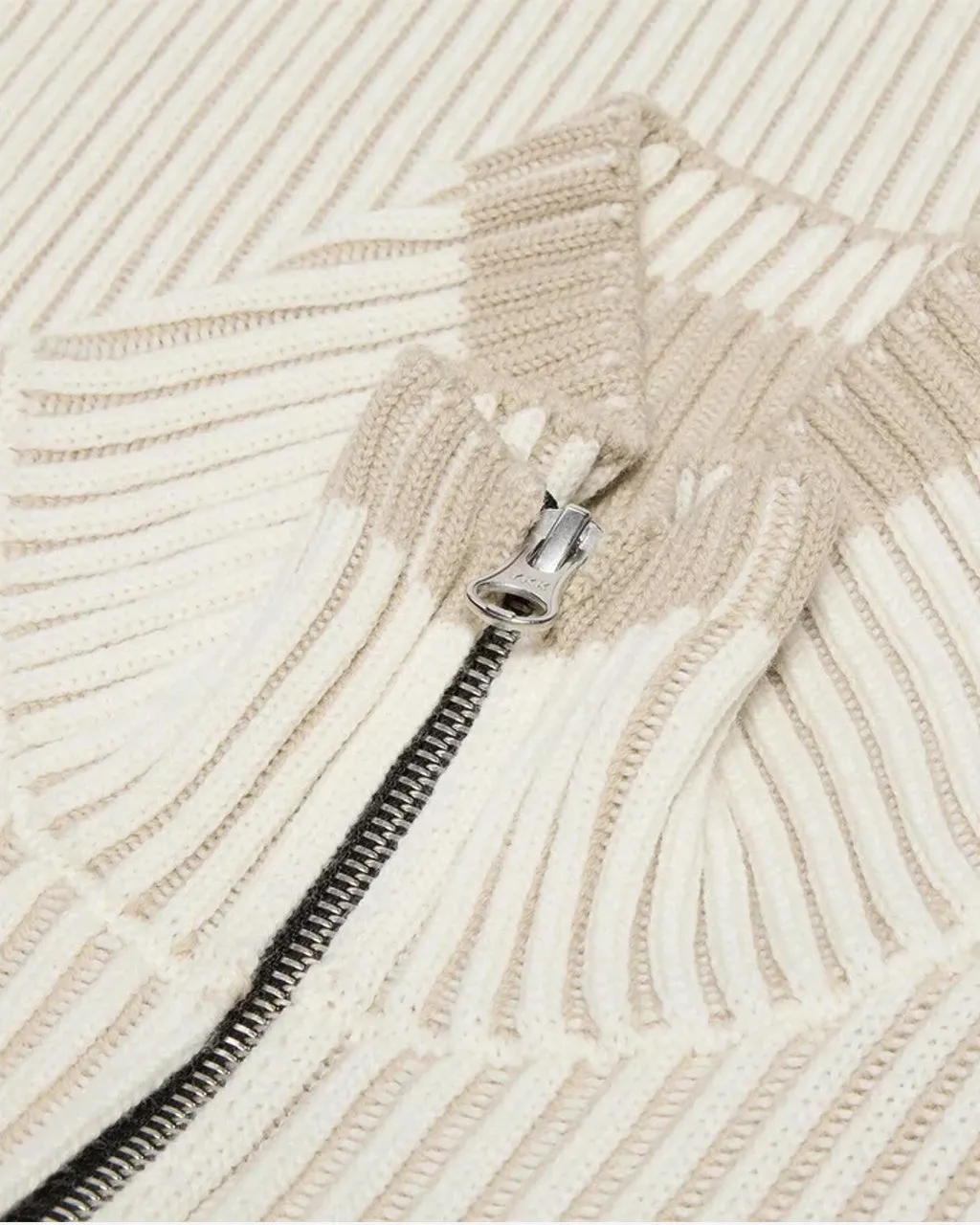 Vanisé Full Rib RWS Wool Half-Zip Sweater Natural