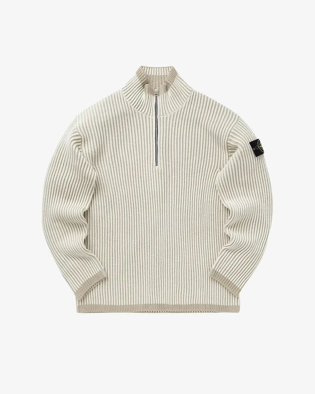 Vanisé Full Rib RWS Wool Half-Zip Sweater Natural