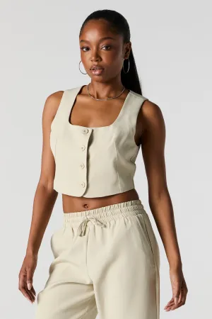 Veste boutonnée à encolure carrée