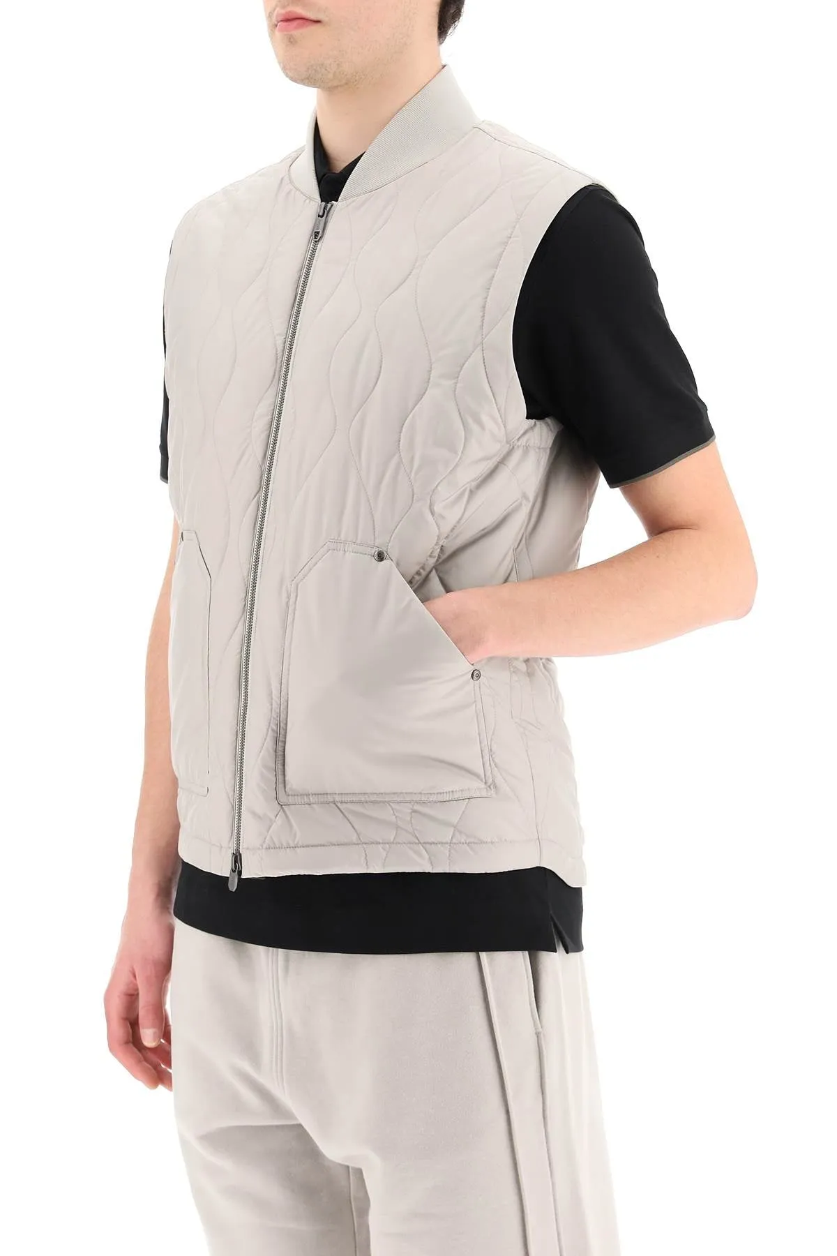 Z Zegna Quilted Straight Hem Zipped Vest